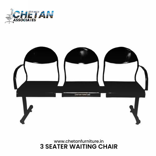 Black chrome Three Seater Waiting Chair