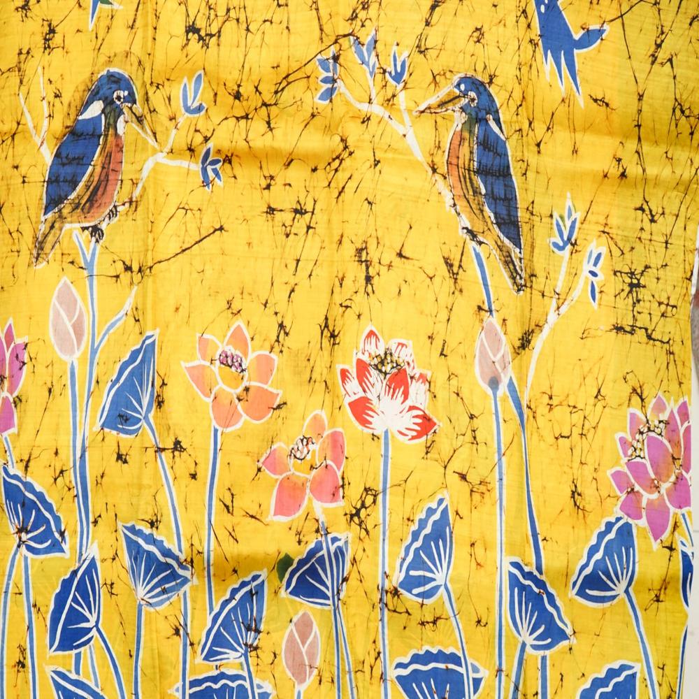Bishnupuri Katan Silk saree with hand batik