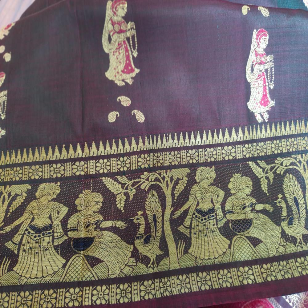 Coffee and Purple dual tone Minakari Baluchari Saree 