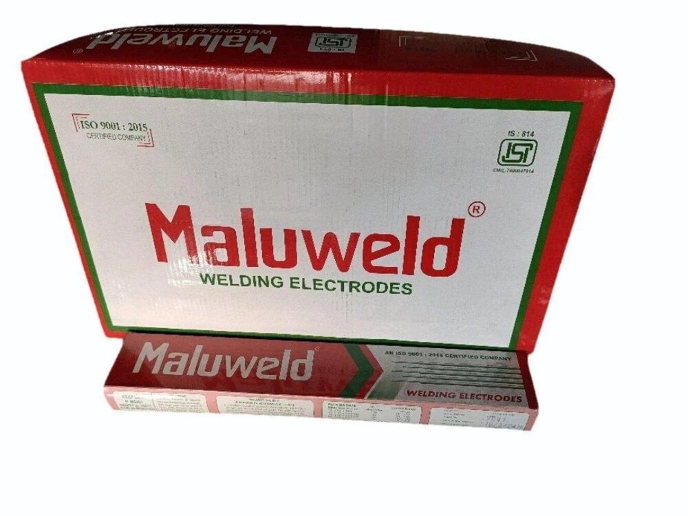 Maluweld 3 15mmx350mm Mild Steel Welding Electrodes - Mild Steel, 3.15mmx350mm, Rutile Coated | IS 814-2004 ER 4211X, 95% Deposition Efficiency