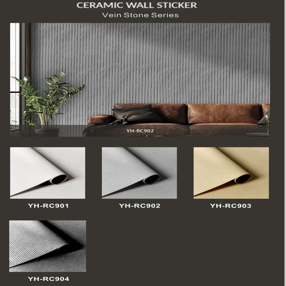 Ceramic wall sticker, self adhesive, 3D layout, Interior material