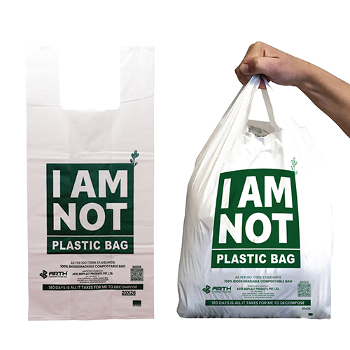 Compostable Grocery & Shopping Bags W Cut Bag - Color: White