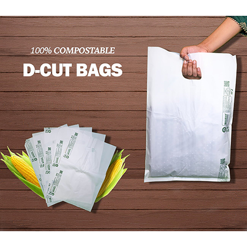 Compostable D Cut Bags - Color: White