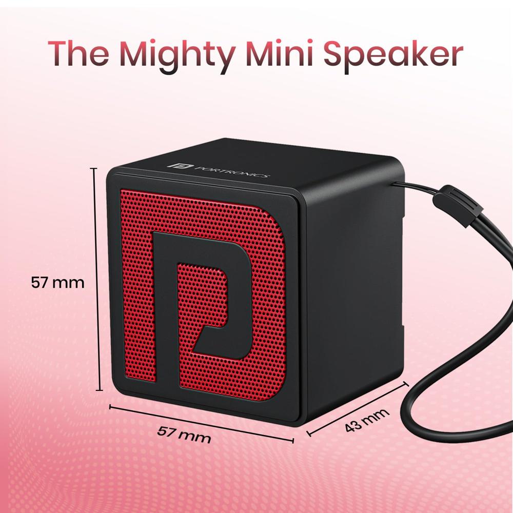 Portronics Nugget 3W Mini Pocket Bluetooth Speaker with Upto 4 Hours Playtime, HD Sound,
