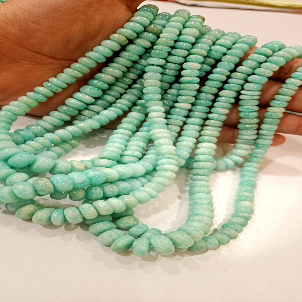Natural Amazonite Rondelle Plain Smooth 5 to 8mm Beads Sold Per Strand 8 Inches long