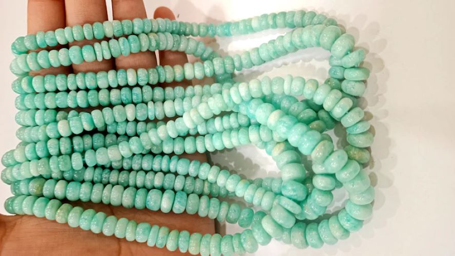 Natural Amazonite Rondelle Plain Smooth 5 to 8mm Beads Sold Per Strand 8 Inches long 