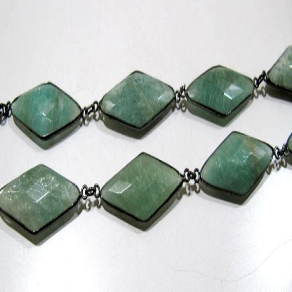Natural Amazonite Marquise Fancy Shape Size 14x34mm Laser Cut Briolette Connector Chain