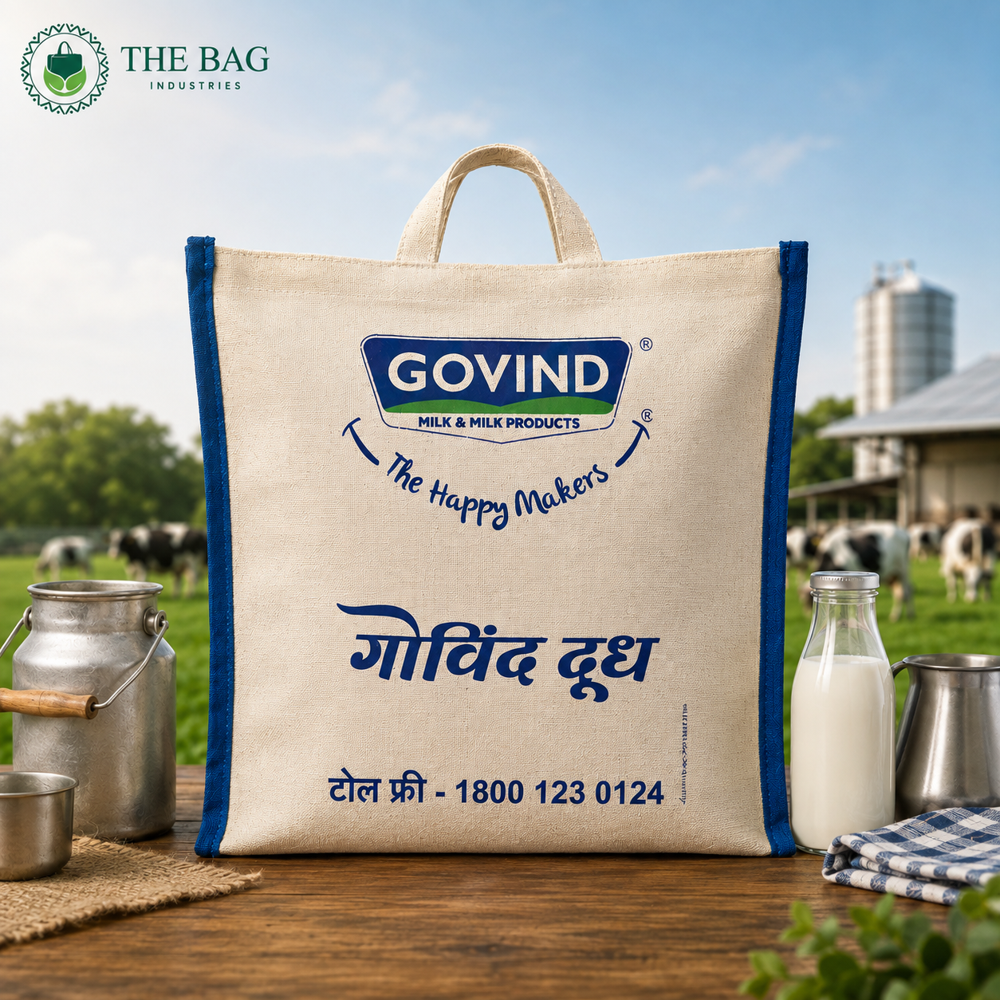 Canvas Milk Bag - 400 Gsm Duck Canvas, 18x14x11 Inch, Natural | Screen Printed, Gusseted, 20kg Capacity, Handmade