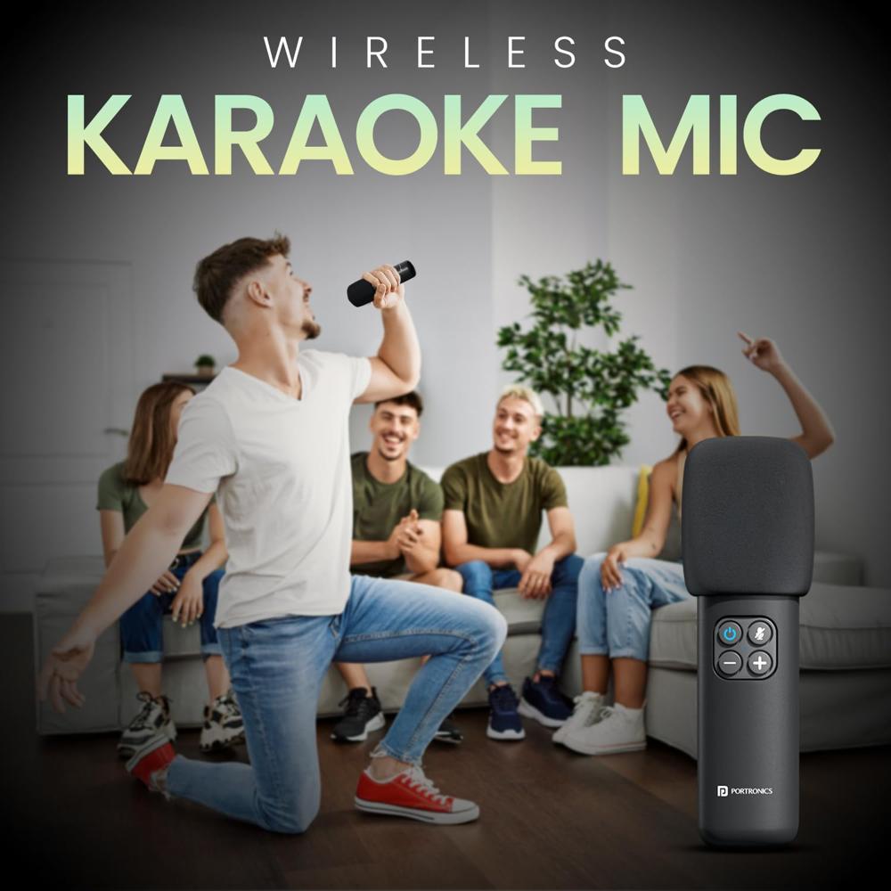 Portronics Resonate 2 14W Portable Bluetooth Speaker with Wireless Karaoke Mic & LED