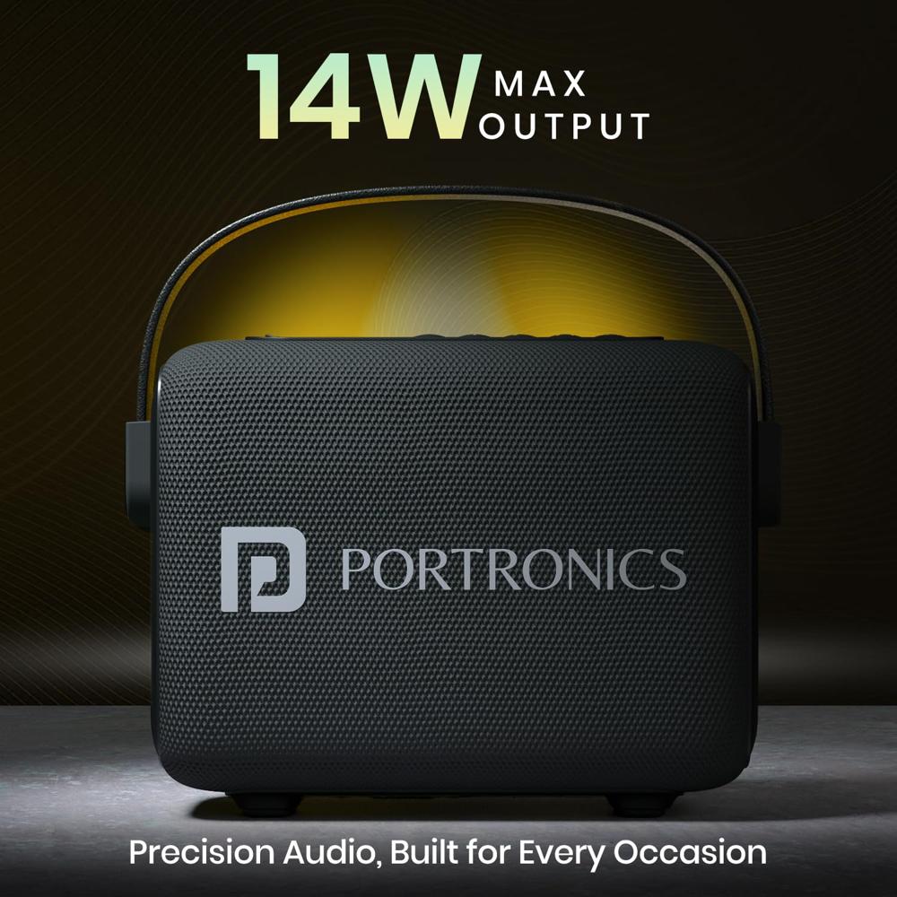 Portronics Resonate 2 14W Portable Bluetooth Speaker with Wireless Karaoke Mic & LED
