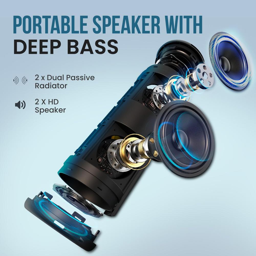 Portronics Nova 40W Portable Bluetooth Speaker with Dual Passive Radiator