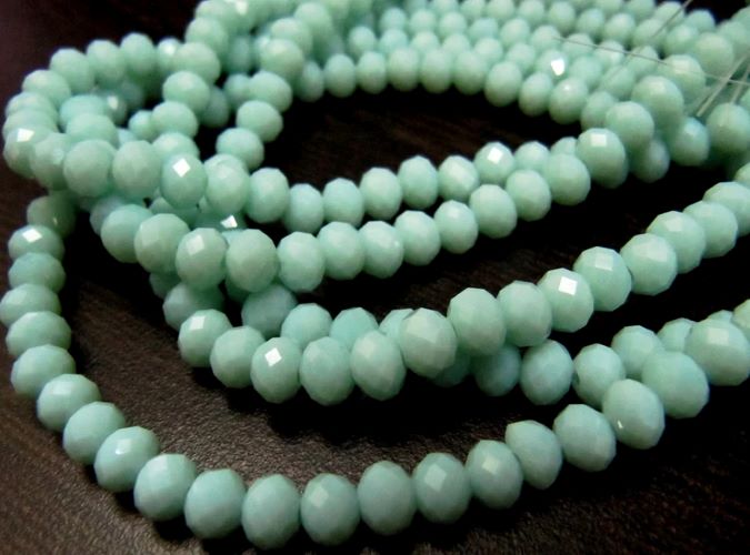 Light Amazonite Hydro quartz Rondelle Micro Faceted 6mm Beads Strand 17 inches long