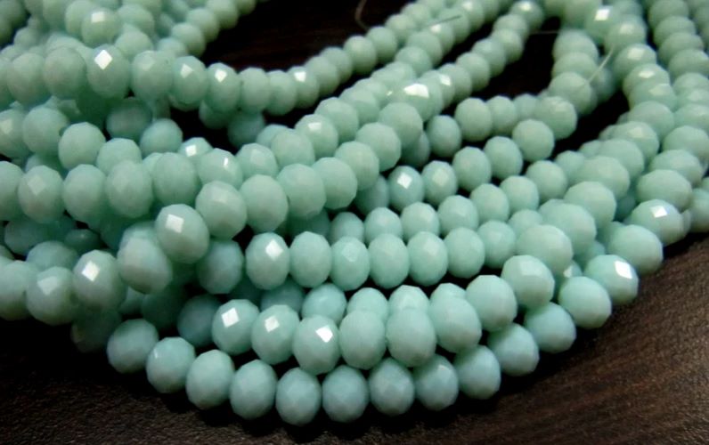 Light Amazonite Hydro quartz Rondelle Micro Faceted 6mm Beads Strand 17 inches long