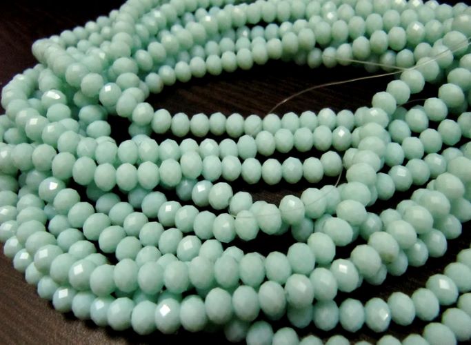 Light Amazonite Hydro quartz Rondelle Micro Faceted 6mm Beads Strand 17 inches long
