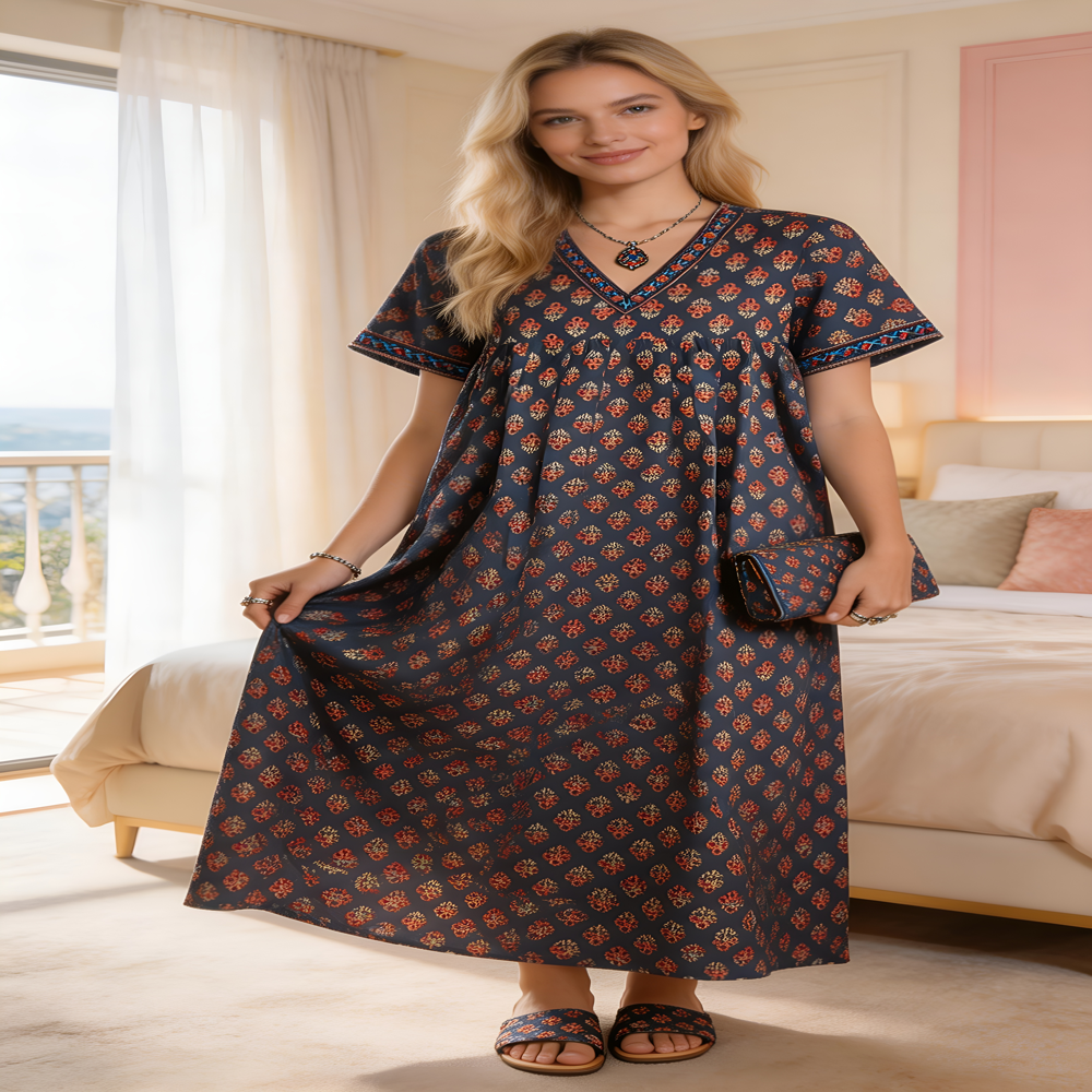 Ladies Cotton Embroidered Nighty