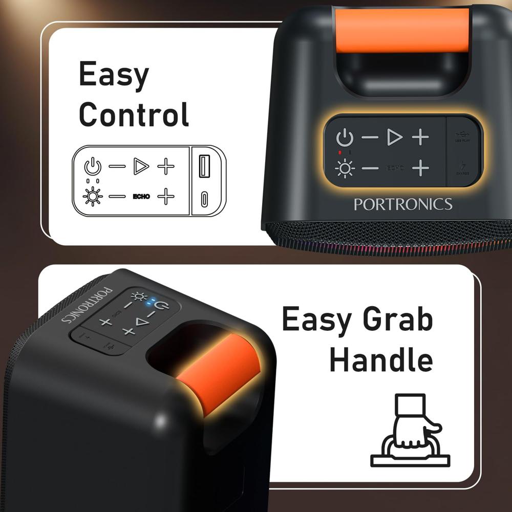 Portronics 30W Apollo 30 Wireless Bluetooth Portable Speaker with Wireless  Dual  Karaoke  Mic, Echo Control, 5 Hour Playtime