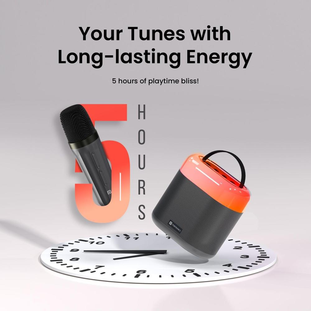 Portronics Dash 3 16W Bluetooth Speaker with Wireless Karaoke Mic, 5 Hours Playtime