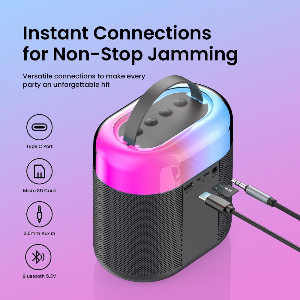 Portronics Dash 3 16W Bluetooth Speaker with Wireless Karaoke Mic, 5 Hours Playtime