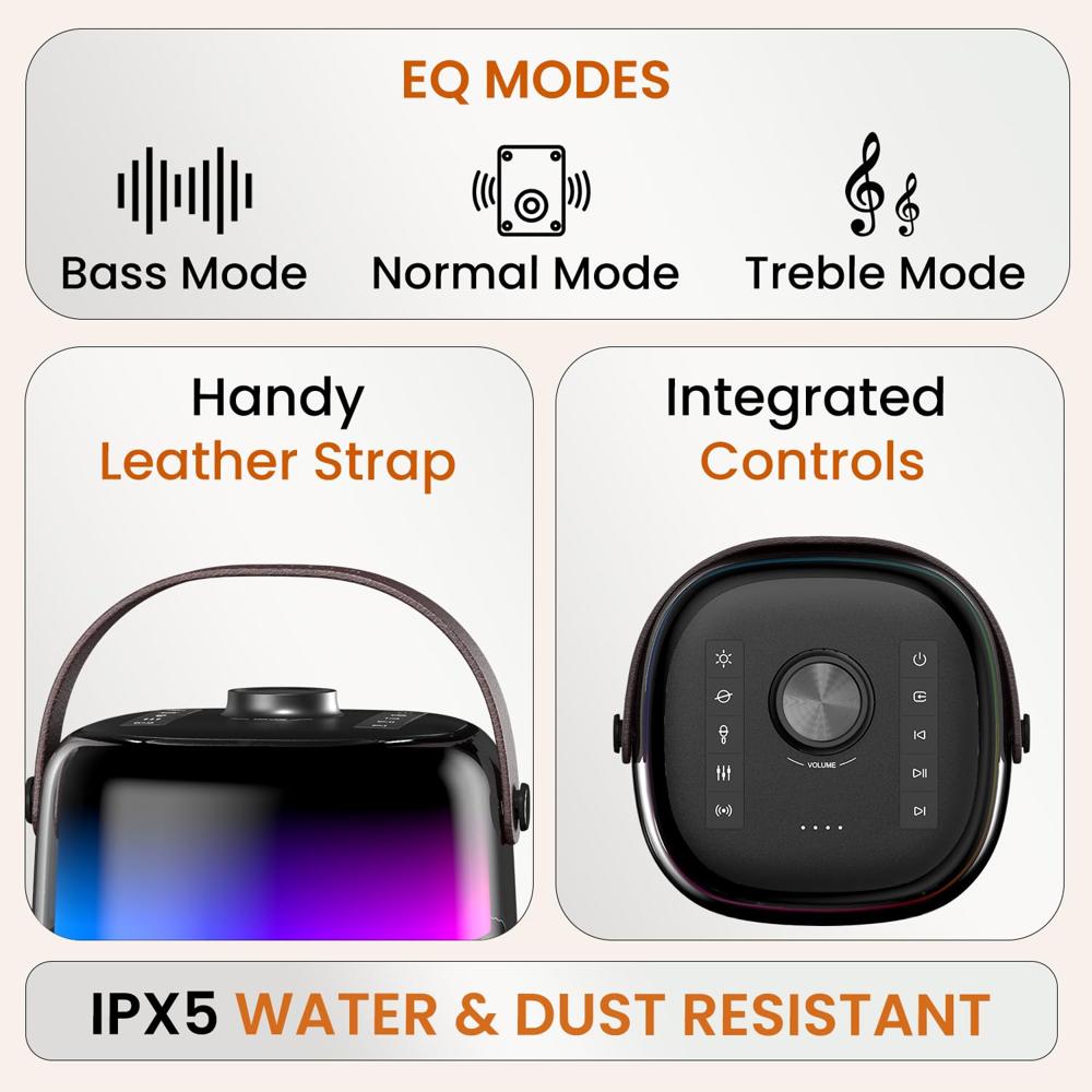 Portronics Dash 4 50W Wireless Bluetooth Party Speaker with Karaoke Mic, Upto 6 Hours