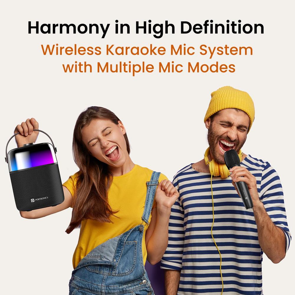 Portronics Dash 4 50W Wireless Bluetooth Party Speaker with Karaoke Mic, Upto 6 Hours