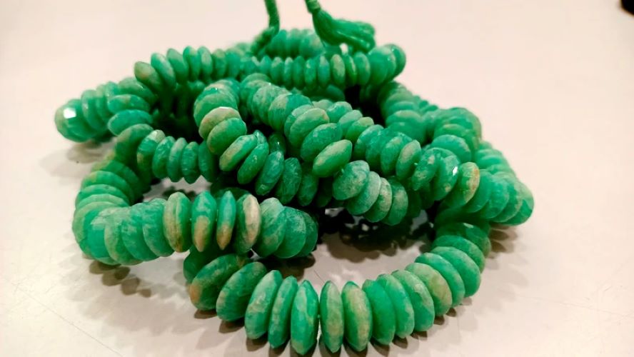 Natural Amazonite German Cut Rondelle Faceted 9 to 14mm Beads Sold per Strand 8 Inches Long 