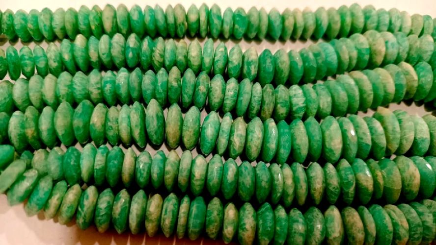 Natural Amazonite German Cut Rondelle Faceted 9 to 14mm Beads Sold per Strand 8 Inches Long 