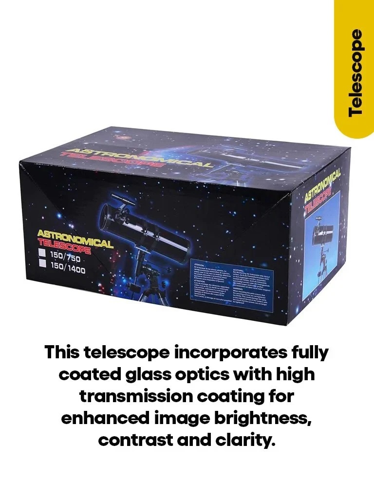 True Sense F750150 Telescope For Students High Power Telescope With Adjustable Tripod, F750150