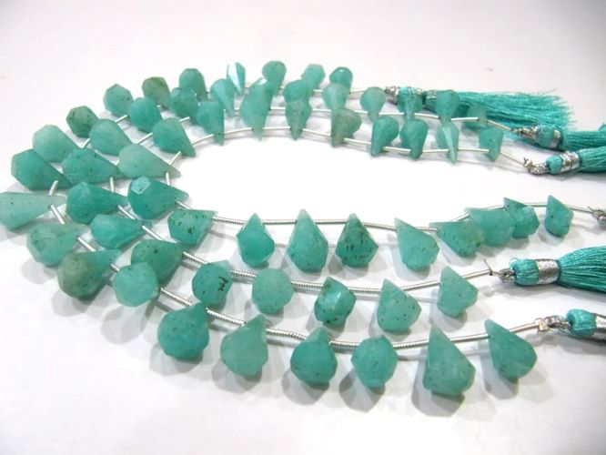 Natural amazonite Briolette Faceted Teardrop 6x10mm to 9x15mm Beads Sold per Strand 8 inches long