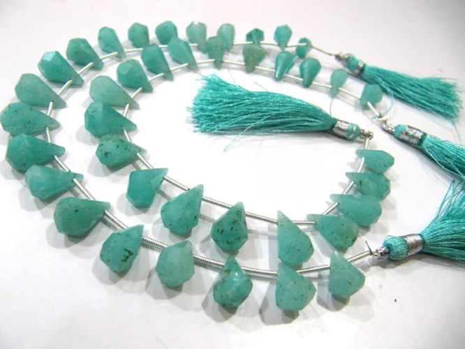 Natural amazonite Briolette Faceted Teardrop 6x10mm to 9x15mm Beads Sold per Strand 8 inches long