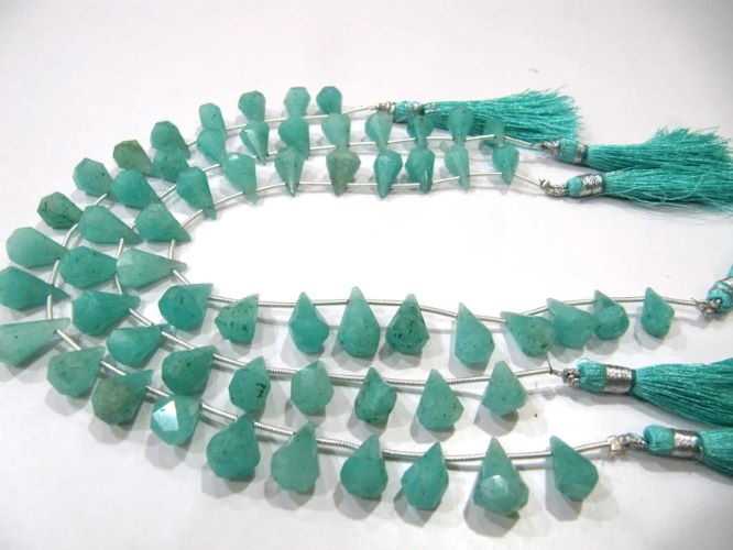 Natural amazonite Briolette Faceted Teardrop 6x10mm to 9x15mm Beads Sold per Strand 8 inches long
