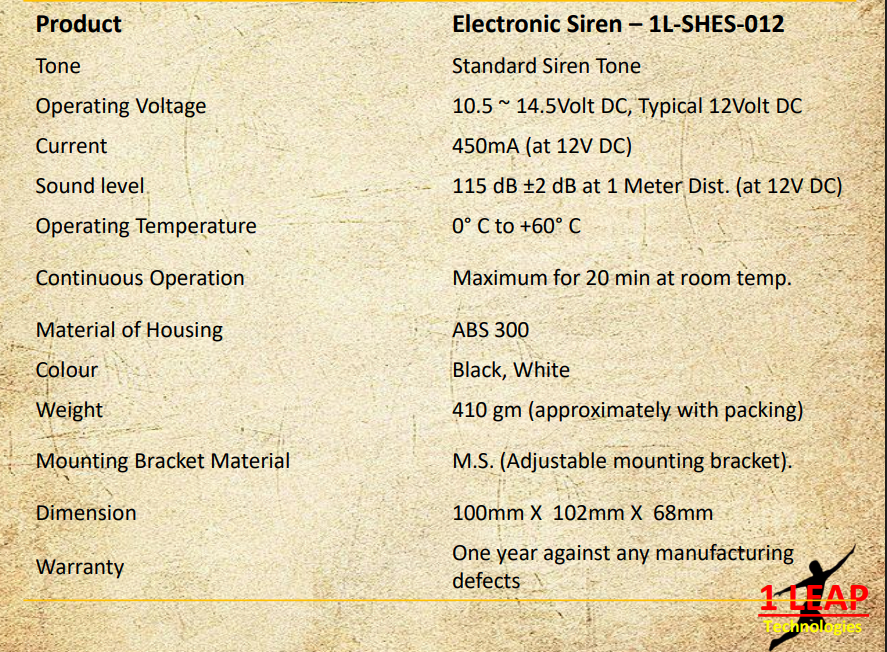 Electronic Sirens or Electric Hooter 12VDC