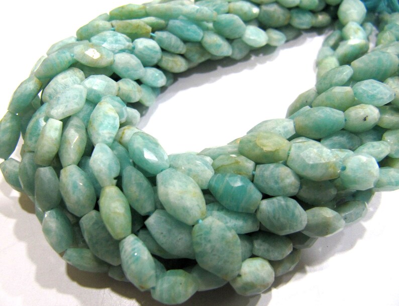 Natural Amazonite Oval Faceted Briolette Beads Size 10mm to 12mm Light Green Color Mani Shape Gemstone Beads