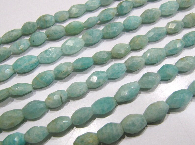 Natural Amazonite Oval Faceted Briolette Beads Size 10mm to 12mm Light Green Color Mani Shape Gemstone Beads