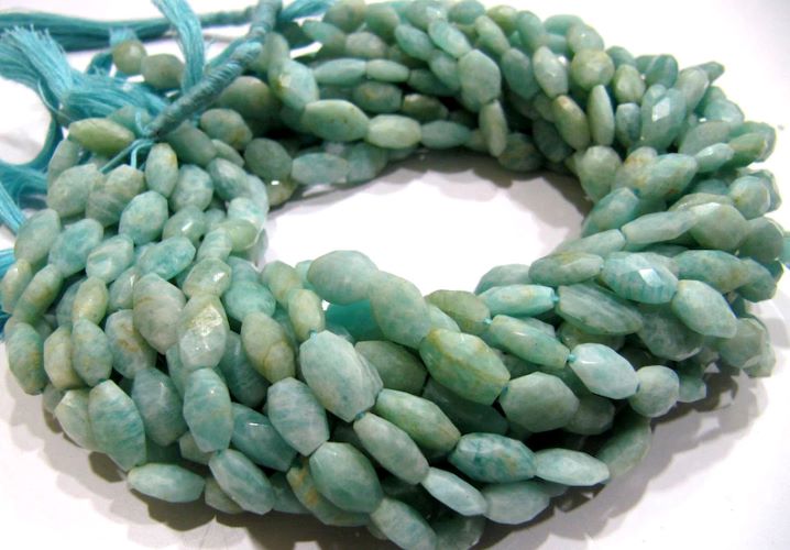 Natural Amazonite Oval Faceted Briolette Beads Size 10mm to 12mm Light Green Color Mani Shape Gemstone Beads