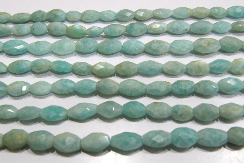 Natural Amazonite Oval Faceted Briolette Beads Size 10mm to 12mm Light Green Color Mani Shape Gemstone Beads