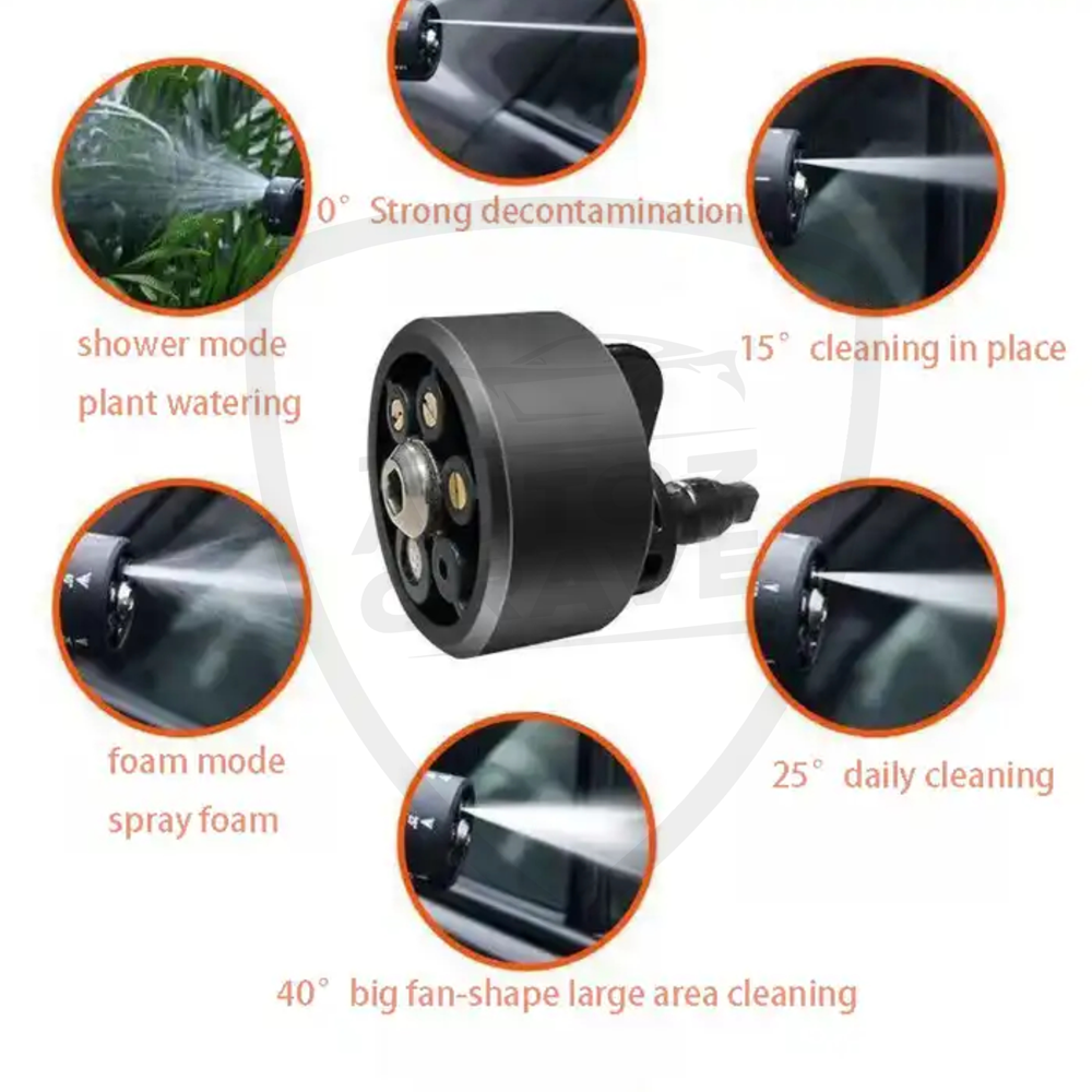 Autozcrave 6-in-1 Multi Degree Nozzle - 1/4" Quick Connect Pressure Washer Nozzle (3000 Psi) - Color: Golden
