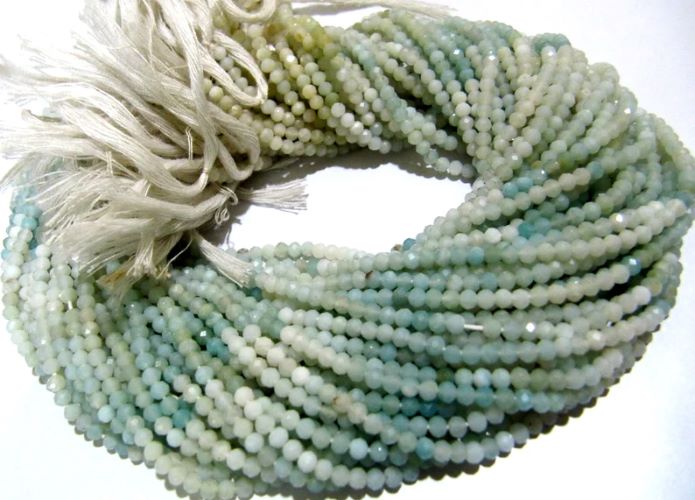 Natural Amazonite Gemstone Round Faceted Beads Size 2.5mm to 3mm Shaded Beads Strand 13 Inch Long
