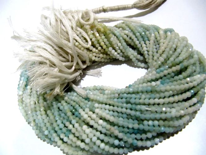 Natural Amazonite Gemstone Round Faceted Beads Size 2.5mm to 3mm Shaded Beads Strand 13 Inch Long