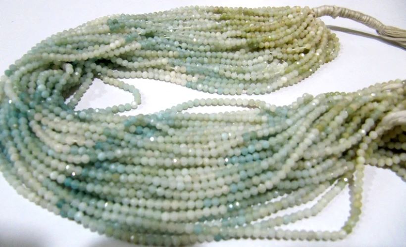 Natural Amazonite Gemstone Round Faceted Beads Size 2.5mm to 3mm Shaded Beads Strand 13 Inch Long