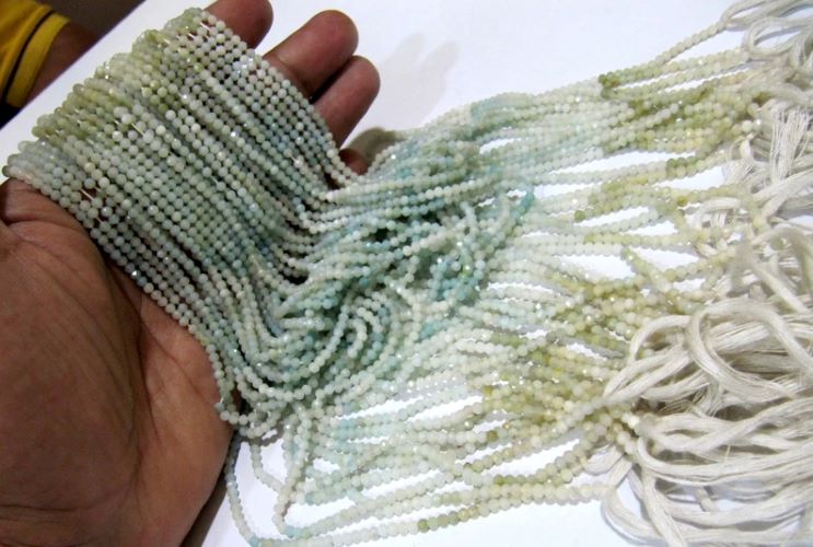Natural Amazonite Gemstone Round Faceted Beads Size 2.5mm to 3mm Shaded Beads Strand 13 Inch Long