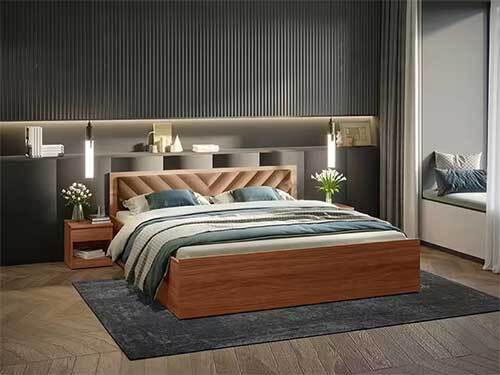 Alina Queen Size Engineered Wood Bed With Drawer & Box Storage