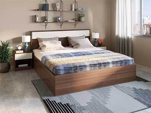 कैसाब्लांका V2 किंग साइज इंजीनियर्ड वुड बेड जिसमें आधा हाइड्रोलिक स्टोरेज है