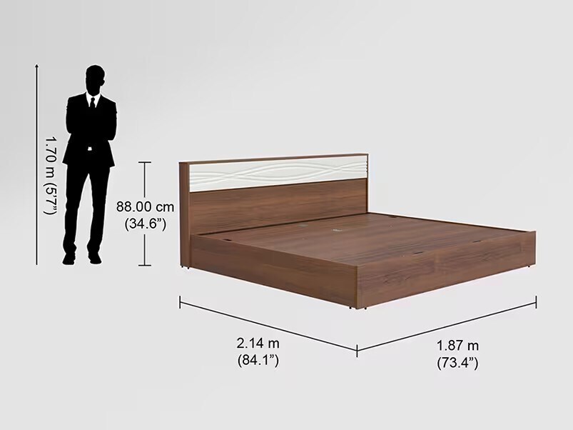 Casablanca V2 King Size Engineered Wood Bed with Half Hydraulic Storage