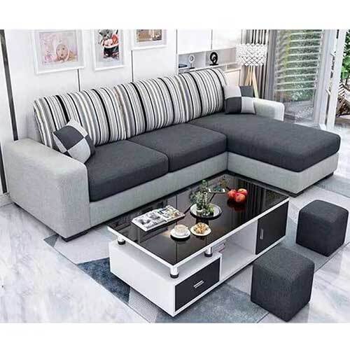 4 Seater Fabric RHS L Shape Sofa Set