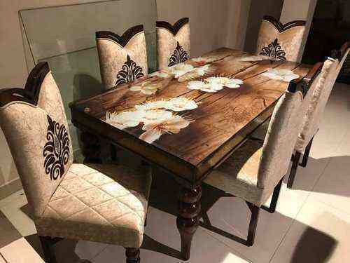 Homerun Printed Glass Top Dining Table