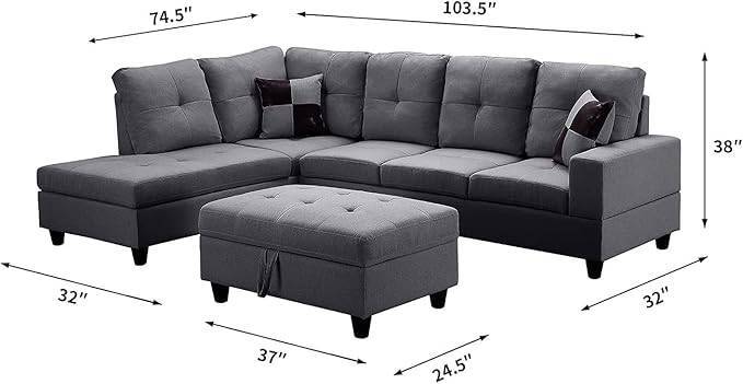 Alora Fabric 5- to 6-Person Sofa L Shape Sofa Set