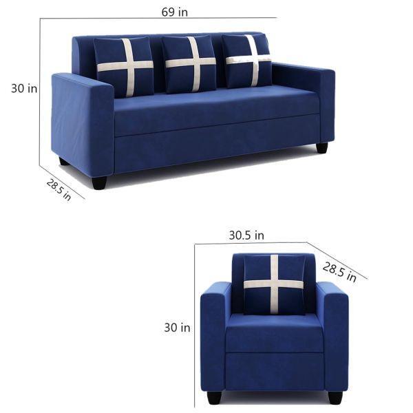 FURNY Lifeona 5 Seater 3+1+1 Fabric Sofa Set