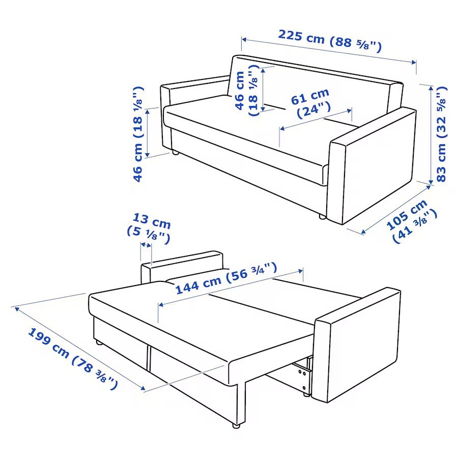Three-seat sofa-bed