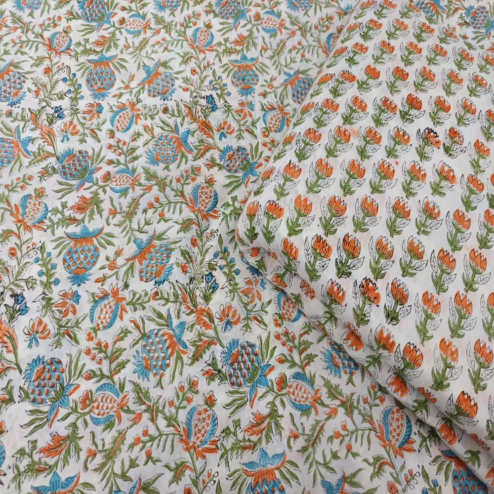 Hand Block Printed Fabric - Color: Multicolour