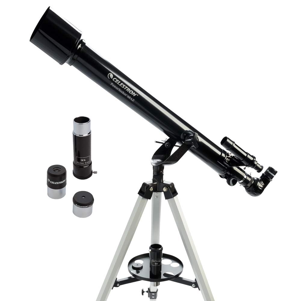 Celestron PowerSeeker 60AZ Telescope with Smartphone Adapter, 60AZ